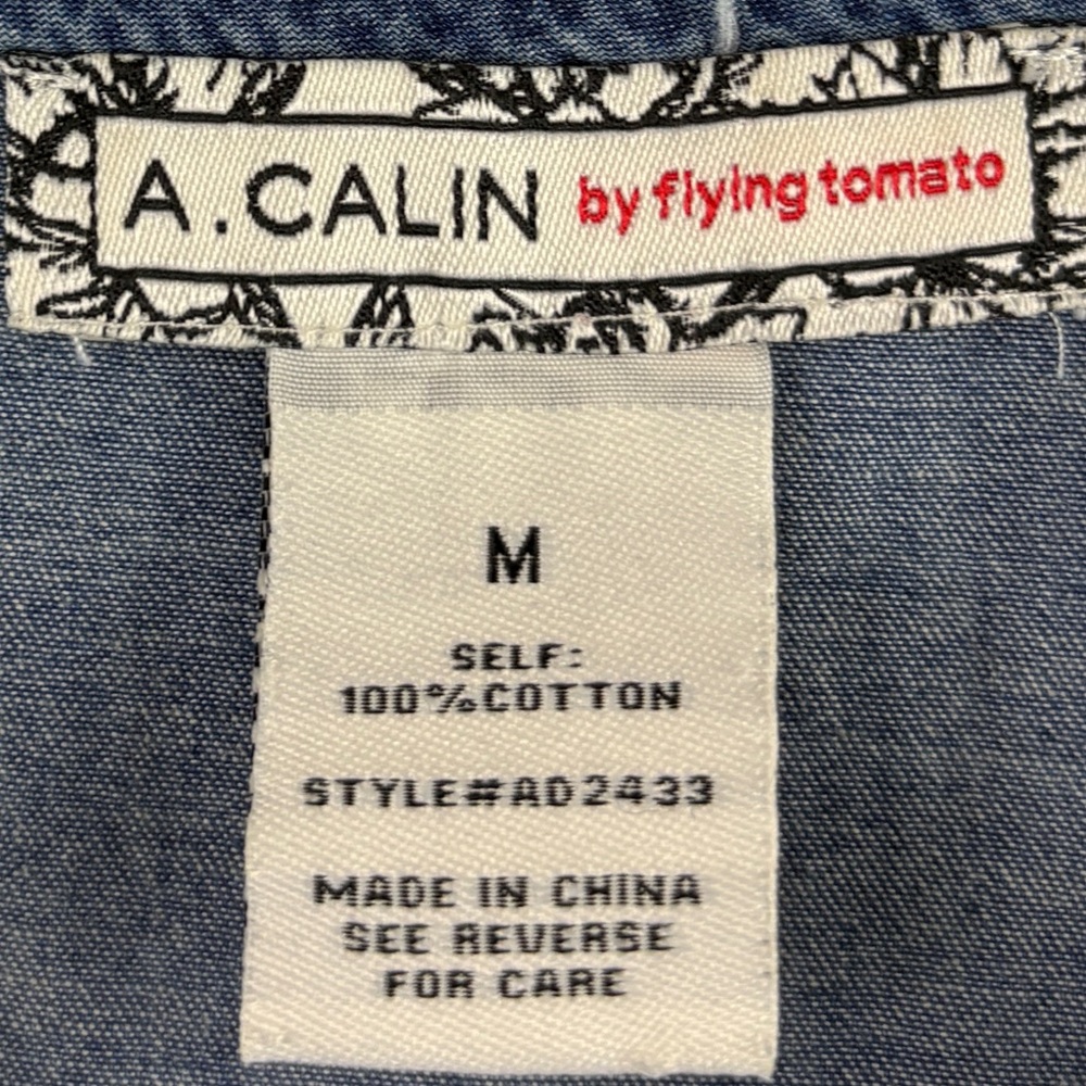 Flying Tomato Denim Button-Front Tiered Dress - Picture 2 of 12